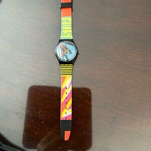 Swatch collectible 1989 “Taxi Stop” Multicolor Graphic watch